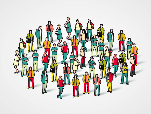 Люди толпятся вокруг
.