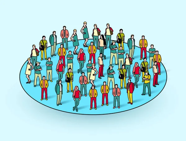 Big people crowd in circle. Society concept. — Stock Vector