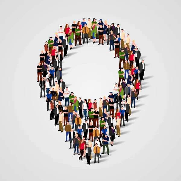 Harita işaretçisi şeklinde kalabalık kalabalık bir grup..