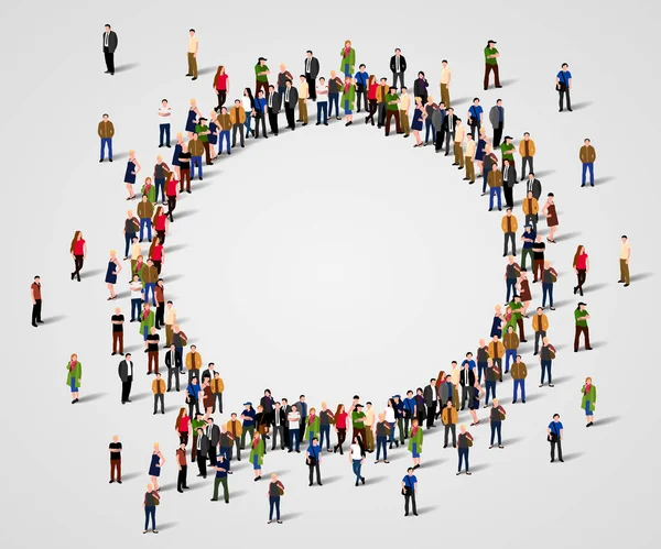 Sohbet baloncuğu şeklinde geniş bir grup insan.