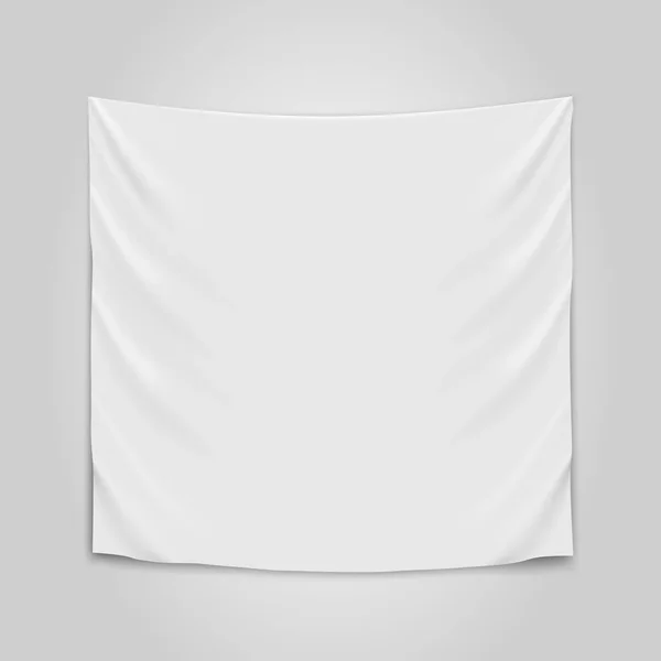 Colgando de tela blanca vacía. Concepto de bandera en blanco . — Vector de stock