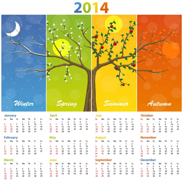 Календарь на 2014 год — стоковый вектор