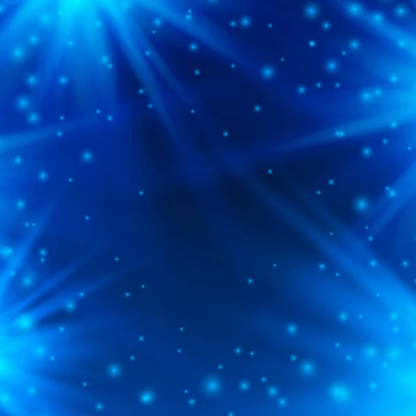 De achtergrond van het neon blauw met stralen van licht. Vectorillustratie — Stockvector