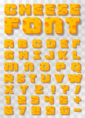 Peynir yazı tipi harf ve rakam.