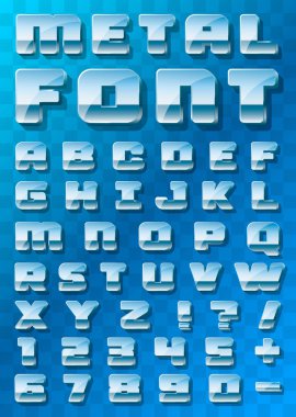 Saydam bir arka plan üzerinde metalik yazı tipi.