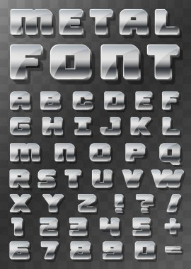 Metal yazı tipi şeffaf bir arka plan üzerinde 3d.