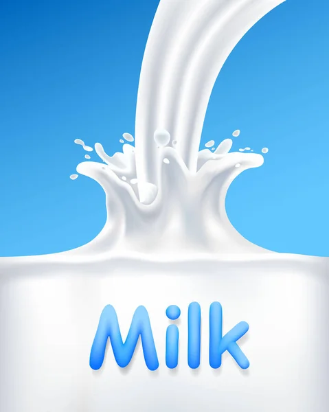 Pour milk into a container. — Stock Vector