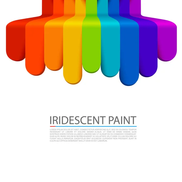 Rainbow paint flows down on a white background. — Stock Vector