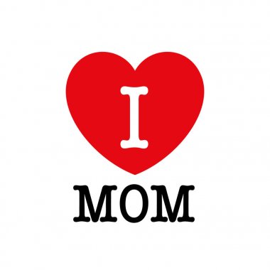 Anne, aşk yazı tipi kalp işareti ile.