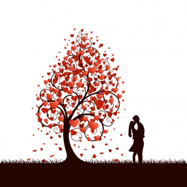 A black tree with red hearts instead of leaves. clipart