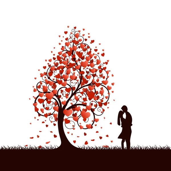 A black tree with red hearts instead of leaves. — Stock Vector