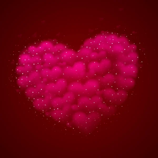 Um grande coração rosa feito de pequenos corações colocados . — Vetor de Stock