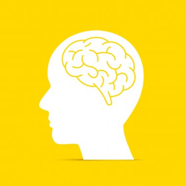 Siluet kafa beyin ile.