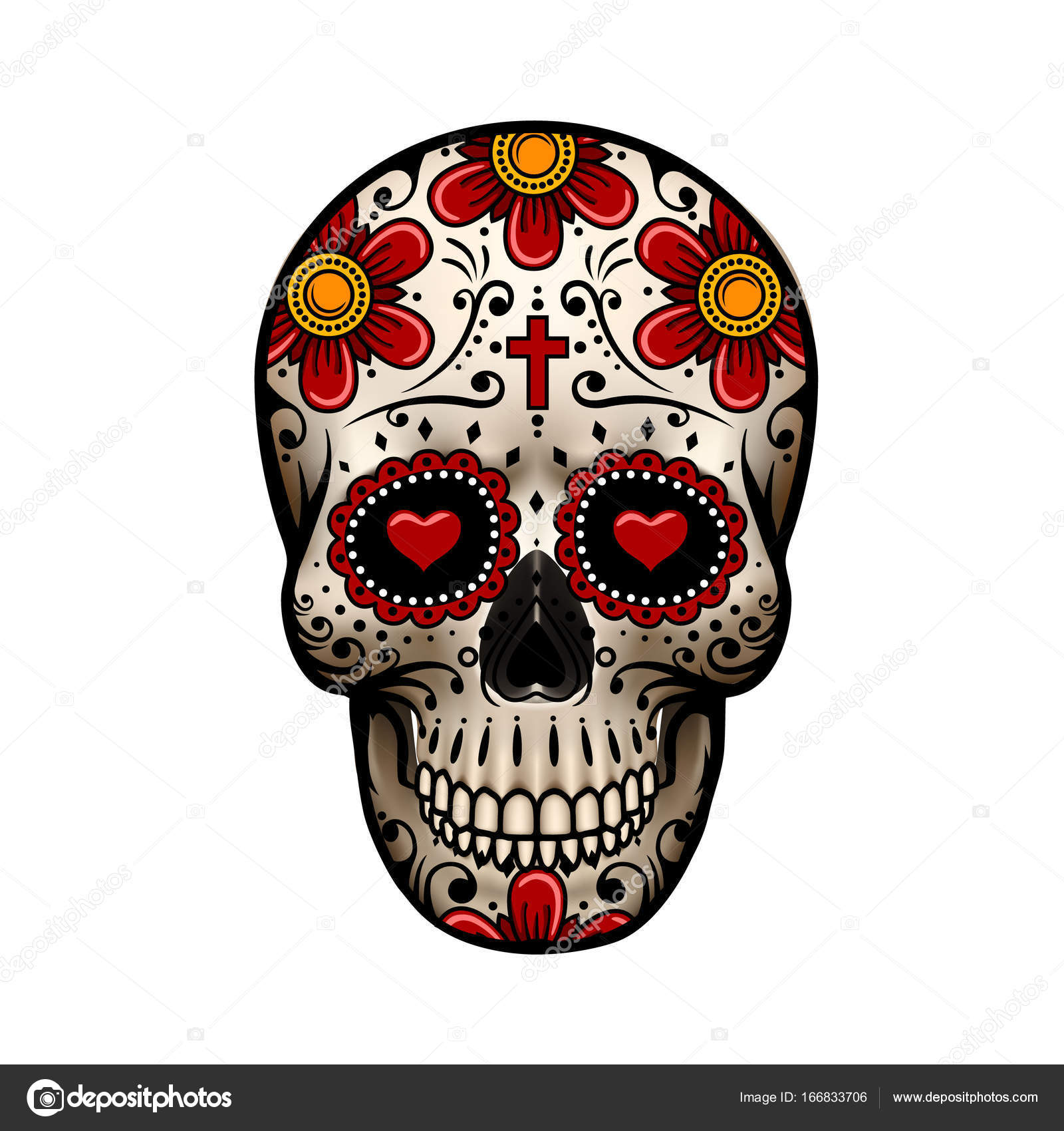 Day Of The Dead Skull. Skull sugar flower. Stock Vector by ©hobbit_art