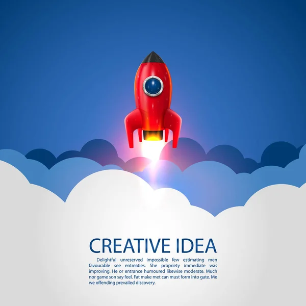 Lanzamiento de cohetes espaciales, idea creativa de inicio . — Vector de stock