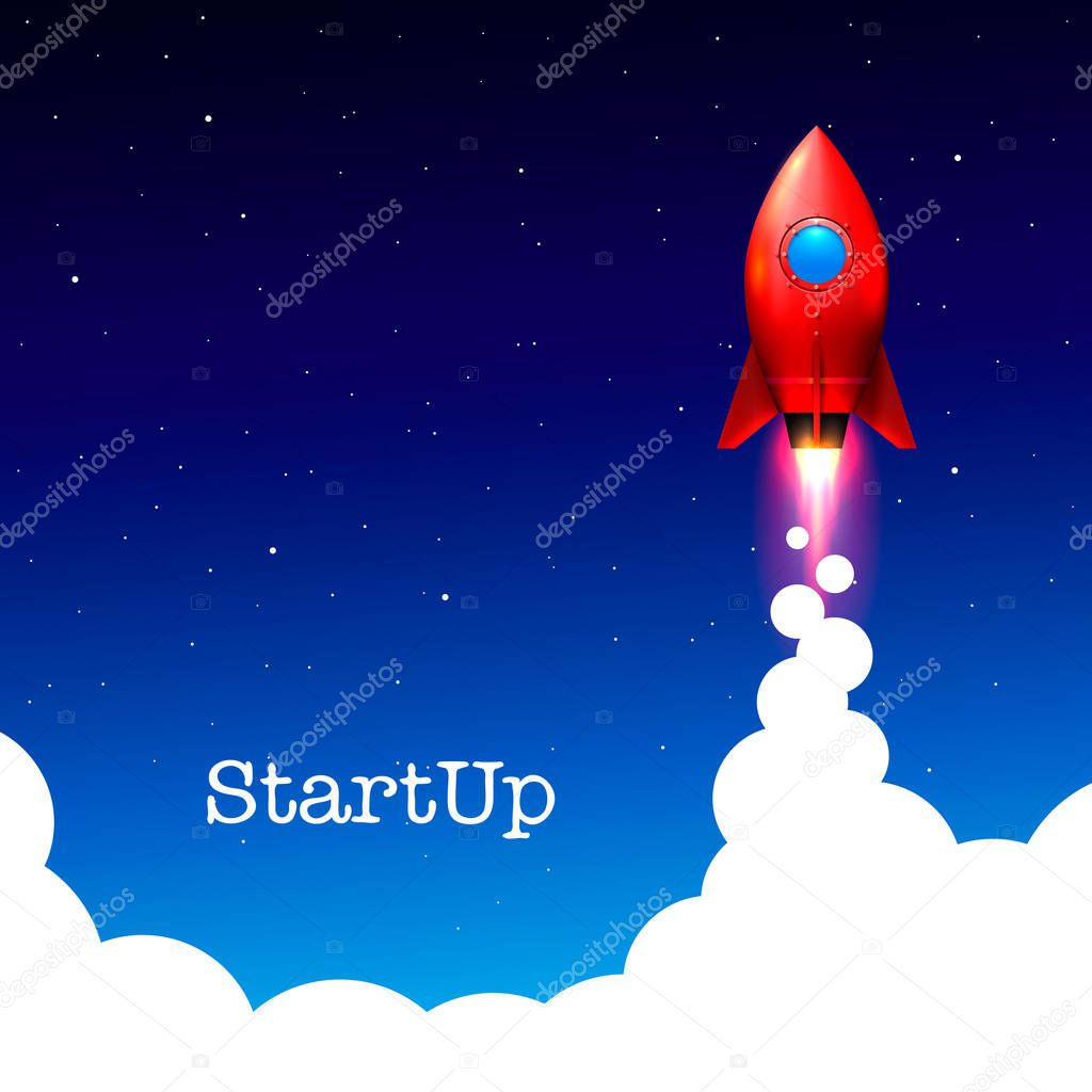 Space rocket launch. Startup creative idea.