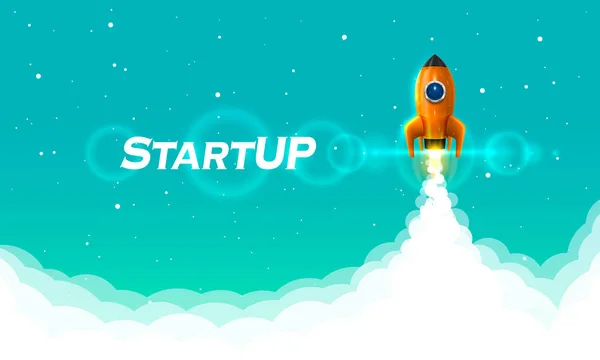 Spuštění prostor raketového startu umění kreativní nápad. — Stockový vektor