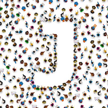 Bir grup insan İngilizce Alfabe harf J.