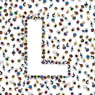 Bir grup insan İngilizce Alfabe harf L.