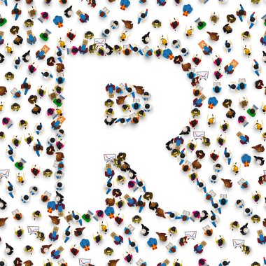 Bir grup insan İngilizce Alfabe harf R.