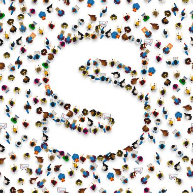 Bir grup insan İngilizce Alfabe harf S.