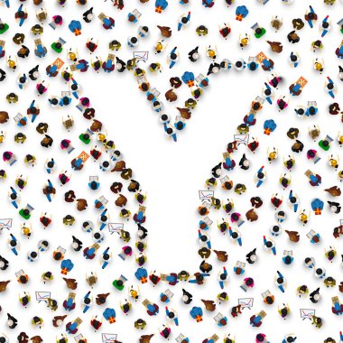 Bir grup insan İngilizce Alfabe harf Z.