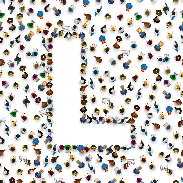 Bir grup insan İngilizce Alfabe harf L.