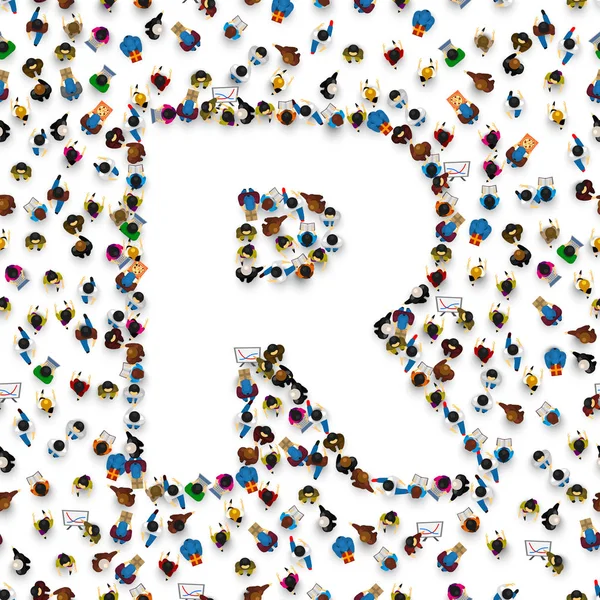 Bir grup insan İngilizce Alfabe harf R.