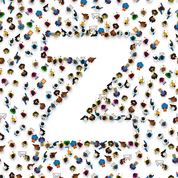 一群人在英语字母表字母 Z. — 图库矢量图片