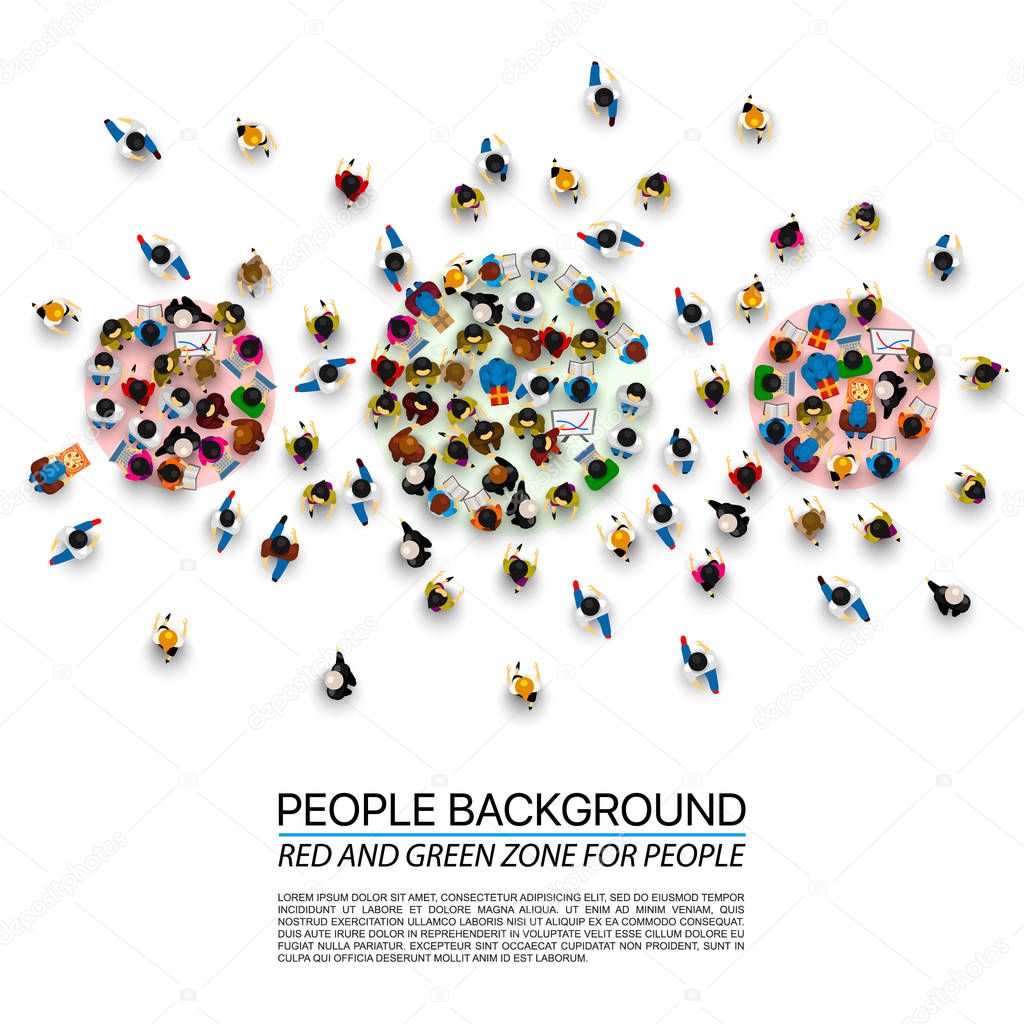A crowd of people of different zones.