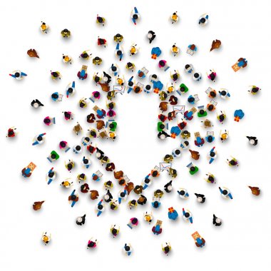 İnsanlar işareti ok aşağı grup.