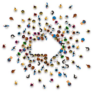 İnsanlar grup işareti sağa ok.