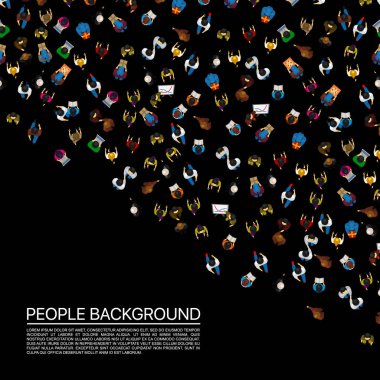 Büyük insanlar kalabalık siyah arka plan üzerine.