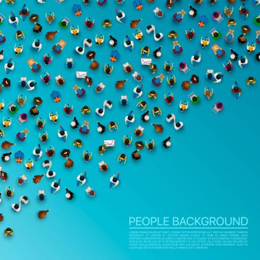 Beyaz arka plan üzerinde büyük insanlar kalabalık.