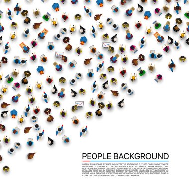 Beyaz arka plan üzerinde büyük insanlar kalabalık.