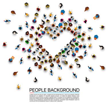 İnsanlar bir simge şeklinde öbek.