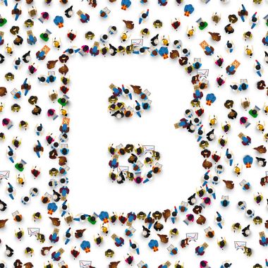 Bir grup insan İngilizce Alfabe harf B.