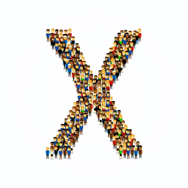Un groupe de personnes en alphabet anglais lettre X . — Image vectorielle