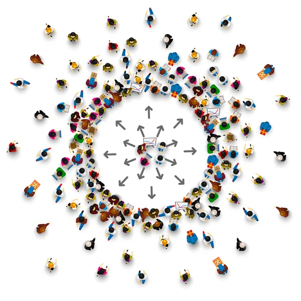 Bir sürü insan ayakta beyaz arka planda.