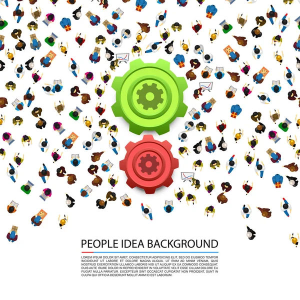 People around gears on a white background. — Stock Vector