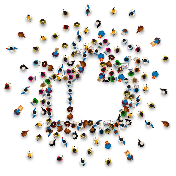 İnsanlar bir simge şeklinde öbek.