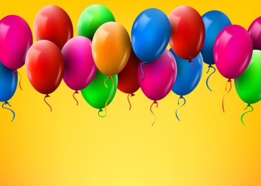 3D gerçekçi renkli grup parti ve kutlamalar için uçan doğum günü balonları