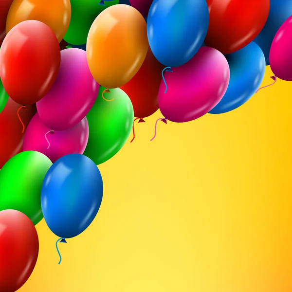 3-я реалистичная красочная группа праздничных воздушных шаров, летающих для вечеринок и торжеств — стоковый вектор