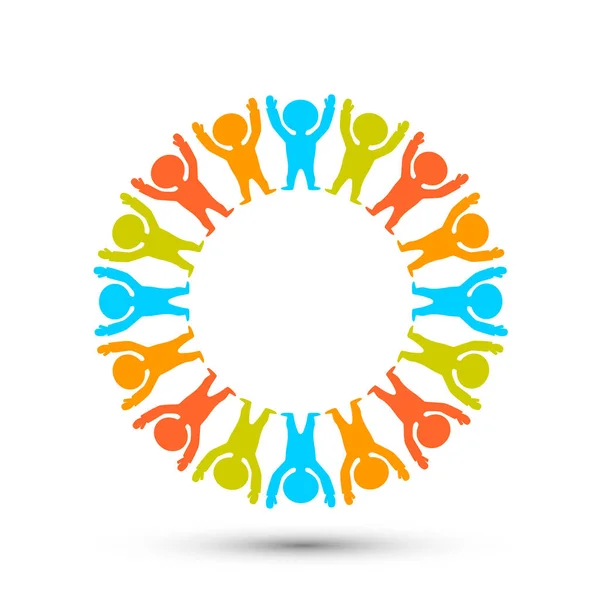 People in a circle on the white background. — Stock Vector