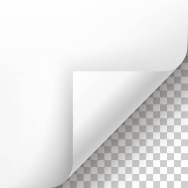 Sayfa curl boş kağıt üzerine gölge ile.