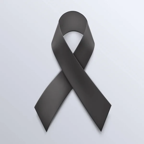 Black awareness ribbon on white background. — Stock Vector