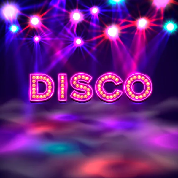Banner de pista de baile, letrero de texto disco . — Archivo Imágenes Vectoriales