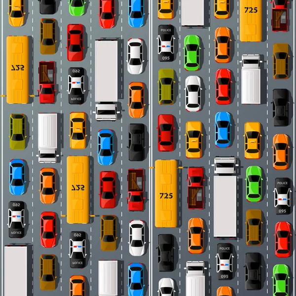 Közúti autók, traffic jam háttér. — Stock Vector