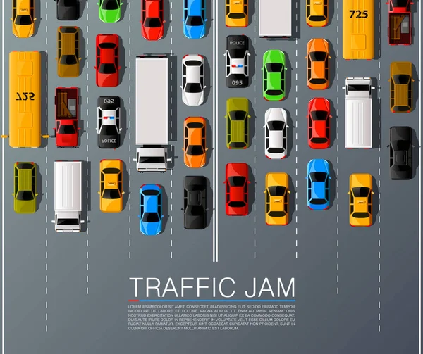 Transporte de carros rodoviários, fundo de engarrafamento . —  Vetores de Stock