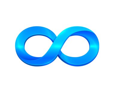 Beyaz zemin üzerine mavi sonsuzluk simgesi.